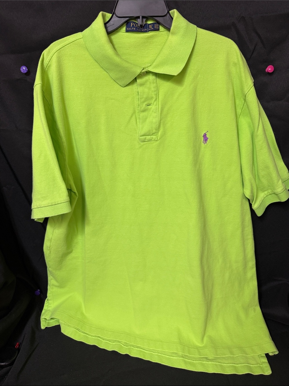 Ralph Lauren Neon Lime Polo with Purple Pony